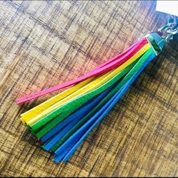 Kate Spade New York Clear Zip Pouch Rainbow Tassel Logo NWT